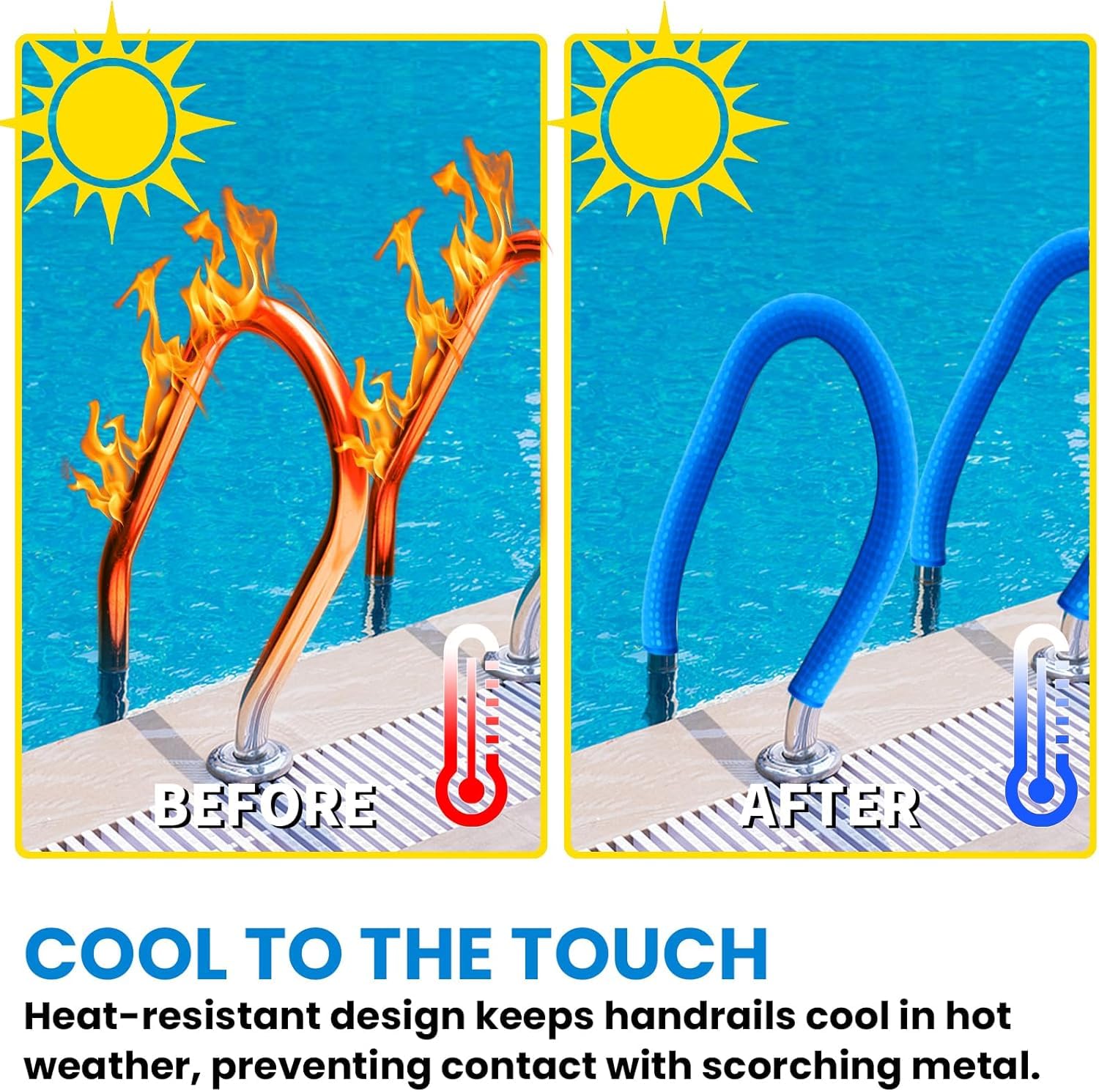 Clebay pool handrail cover 4ft cyan — snug fit on standard rails.