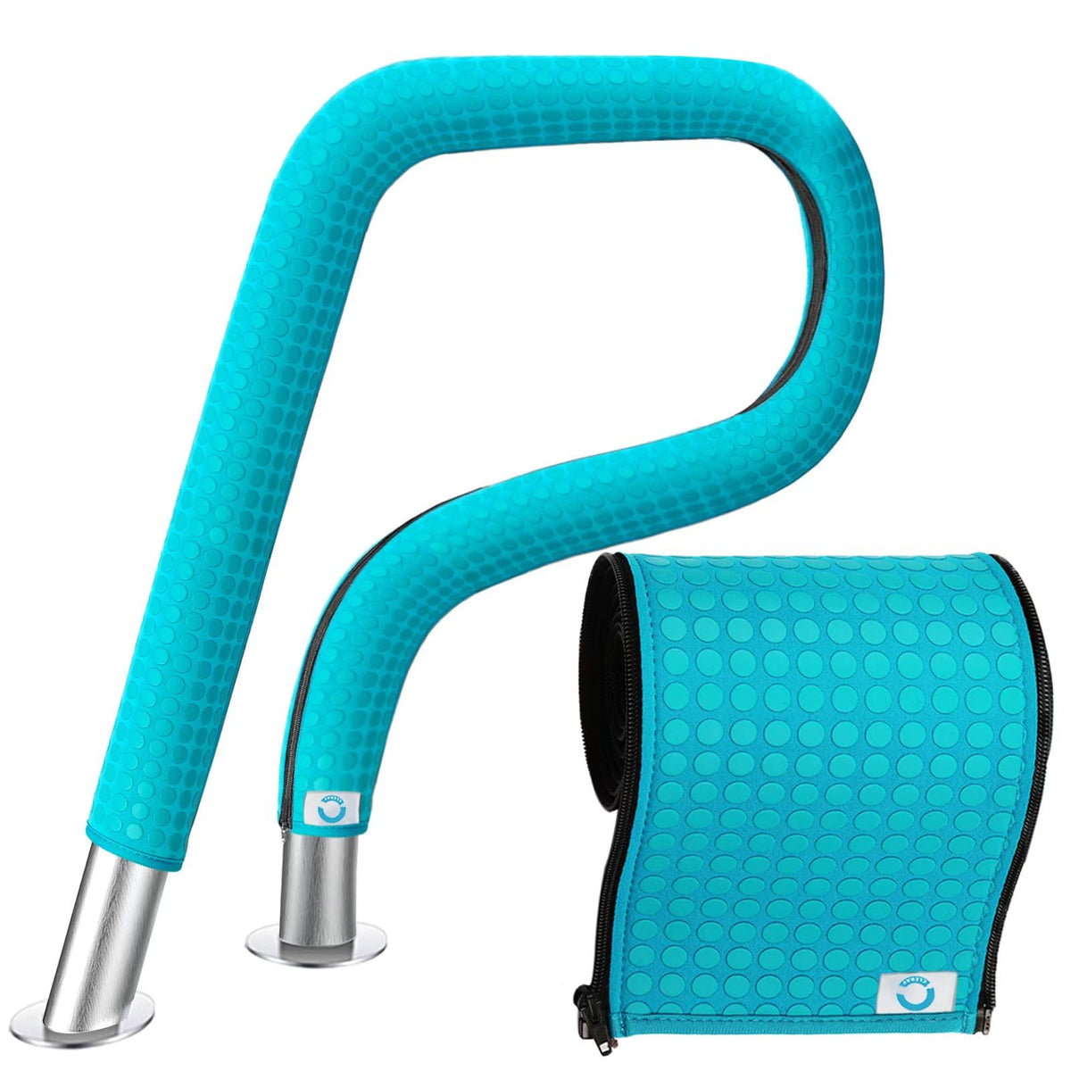 Clebay cyan 6ft pool handrail cover provides a secure slip-resistant grip.