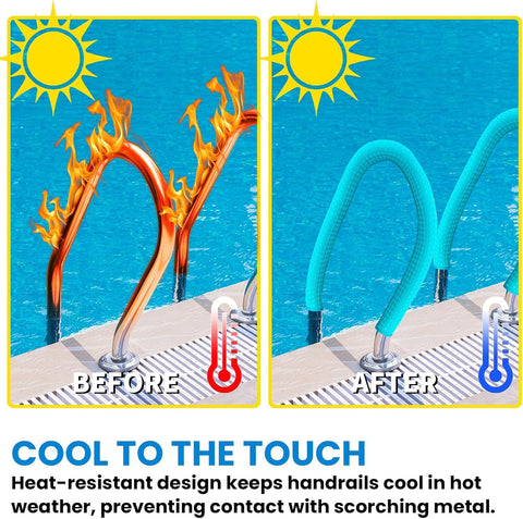 Clebay slip-resistant rail grip reduces slips during pool entry.