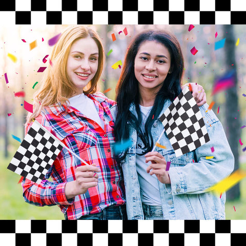 CLESDF birthday and sports event flag decor with checkered pattern