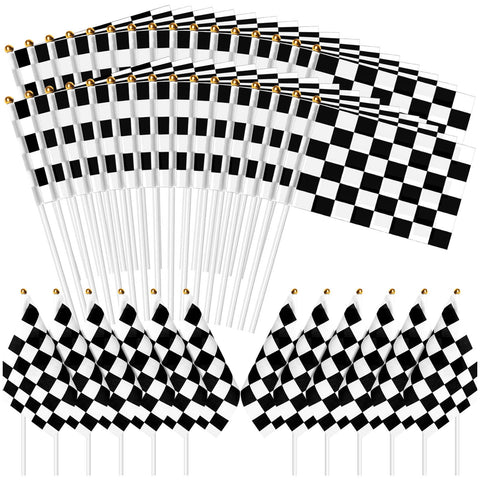 CLESDF 60pcs black and white checkered flags for race decor and party ambiance
