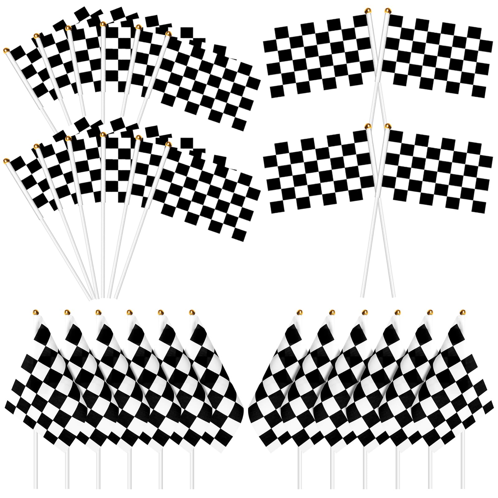 CLESDF checkered flags on sticks for outdoor parties provide durable, reusable decoration.