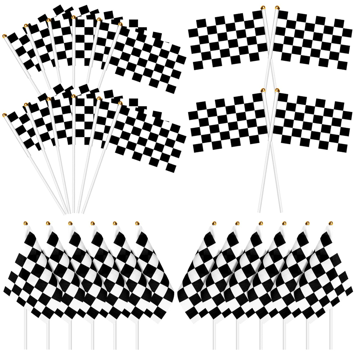 CLESDF checkered flags on sticks for outdoor parties provide durable, reusable decoration.