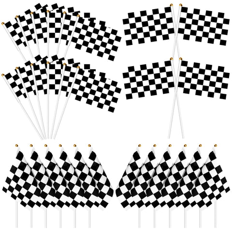 CLESDF checkered flags on sticks for outdoor parties provide durable, reusable decoration.