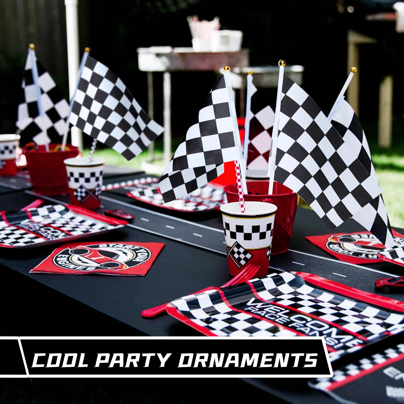 CLESDF double-sided printed checkered flag visible from all angles