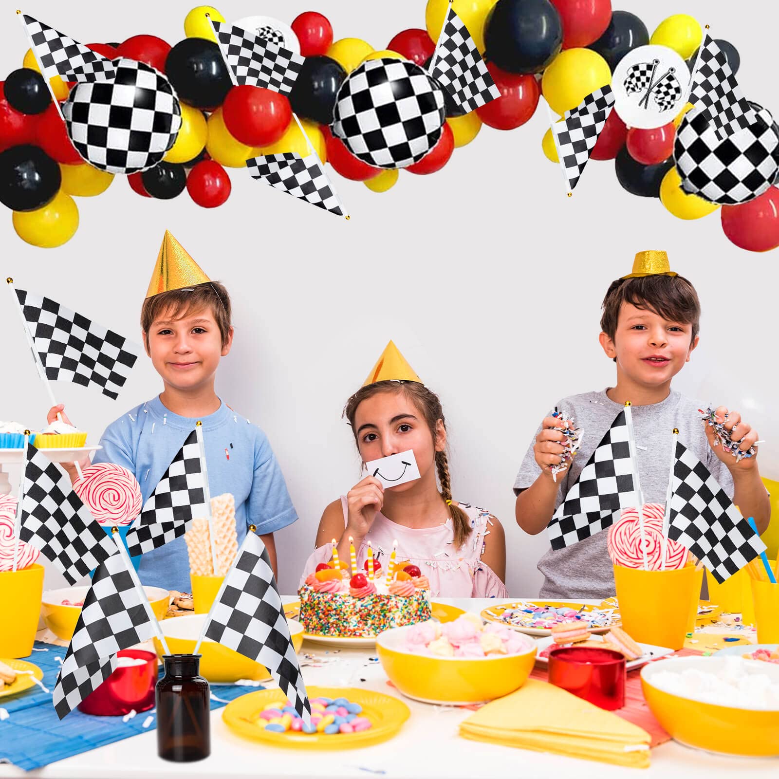 CLESDF flags easily attach to trees, tables, and walls for quick decorating.