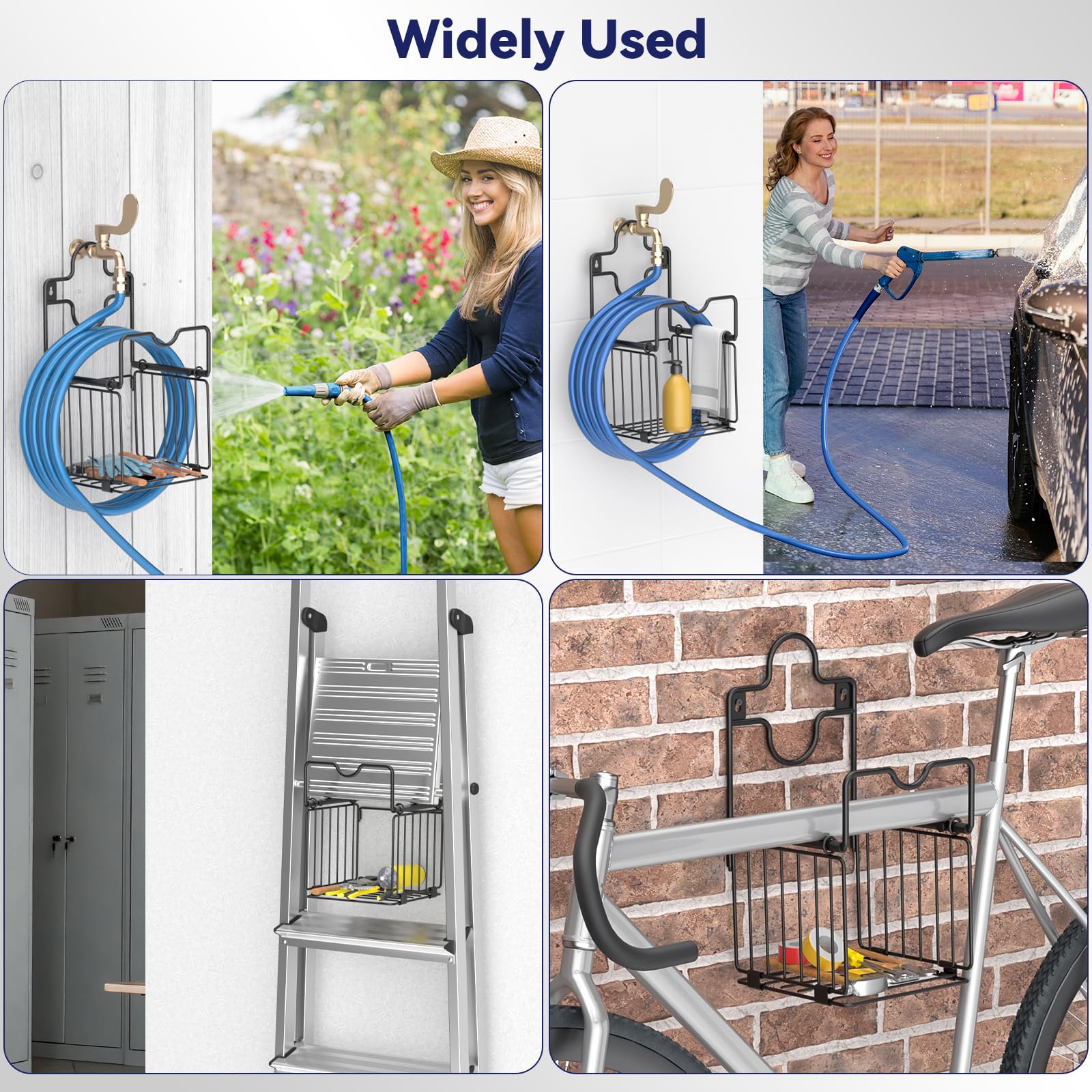 CLESOO matte black outdoor hose organizer blends with exterior decor.