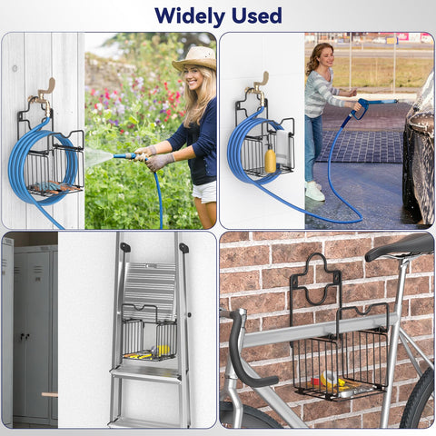 CLESOO matte black outdoor hose organizer blends with exterior decor.