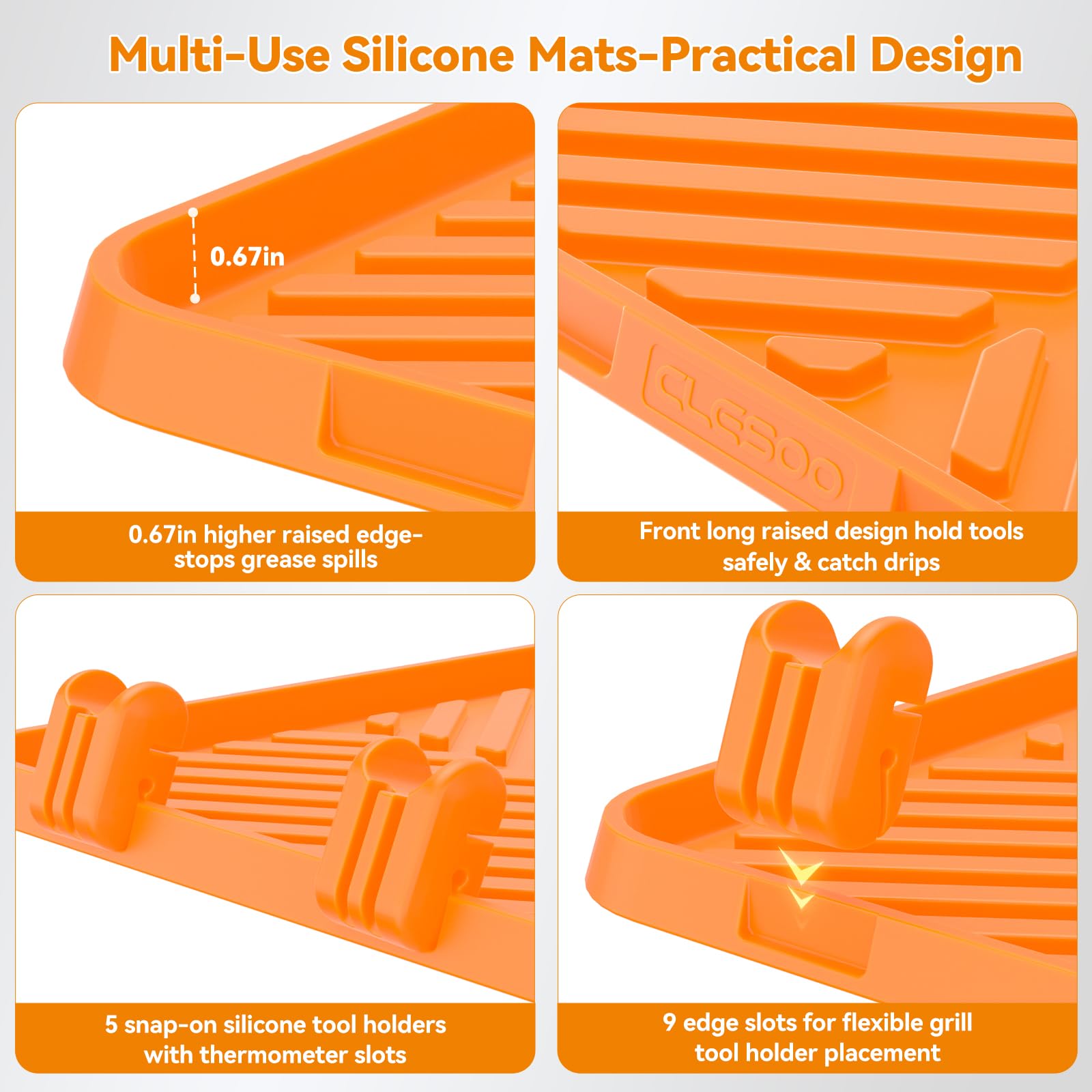 Non-slip underside prevents sliding on greasy countertops or tables.