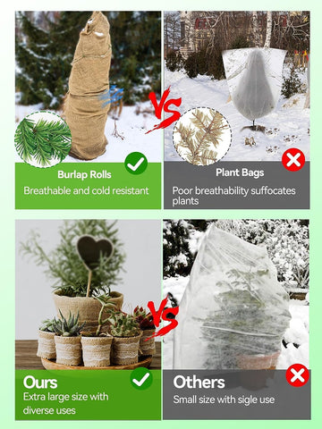 Natural brown Cleverbrand burlap roll blends with garden beds as a rustic cover