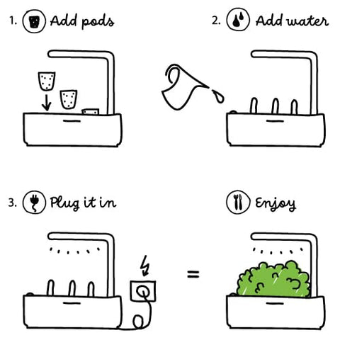 Click & Grow plant pods include basil and cilantro ready to plant.