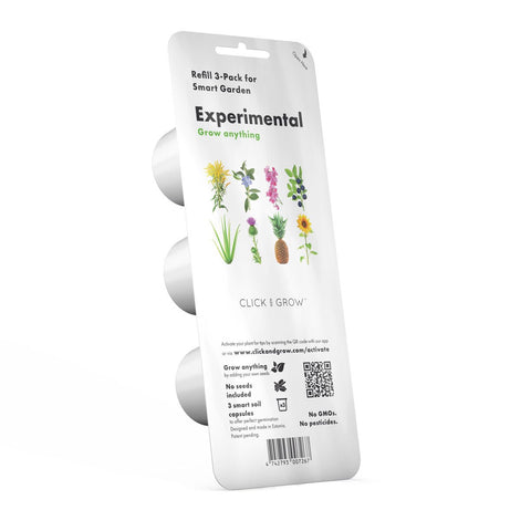 Click & Grow seedless pods assembled for seed experiments in a smart garden.