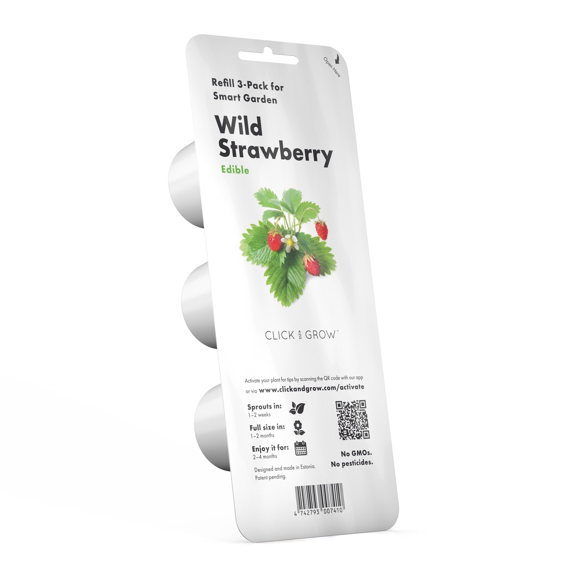 Click and Grow Wild Strawberry Pod insert in a Smart Garden showing home-grown berries.