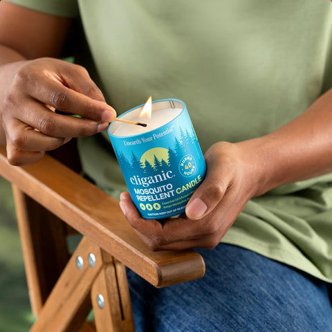 Cliganic citronella candle for outdoor use in a resealable tin