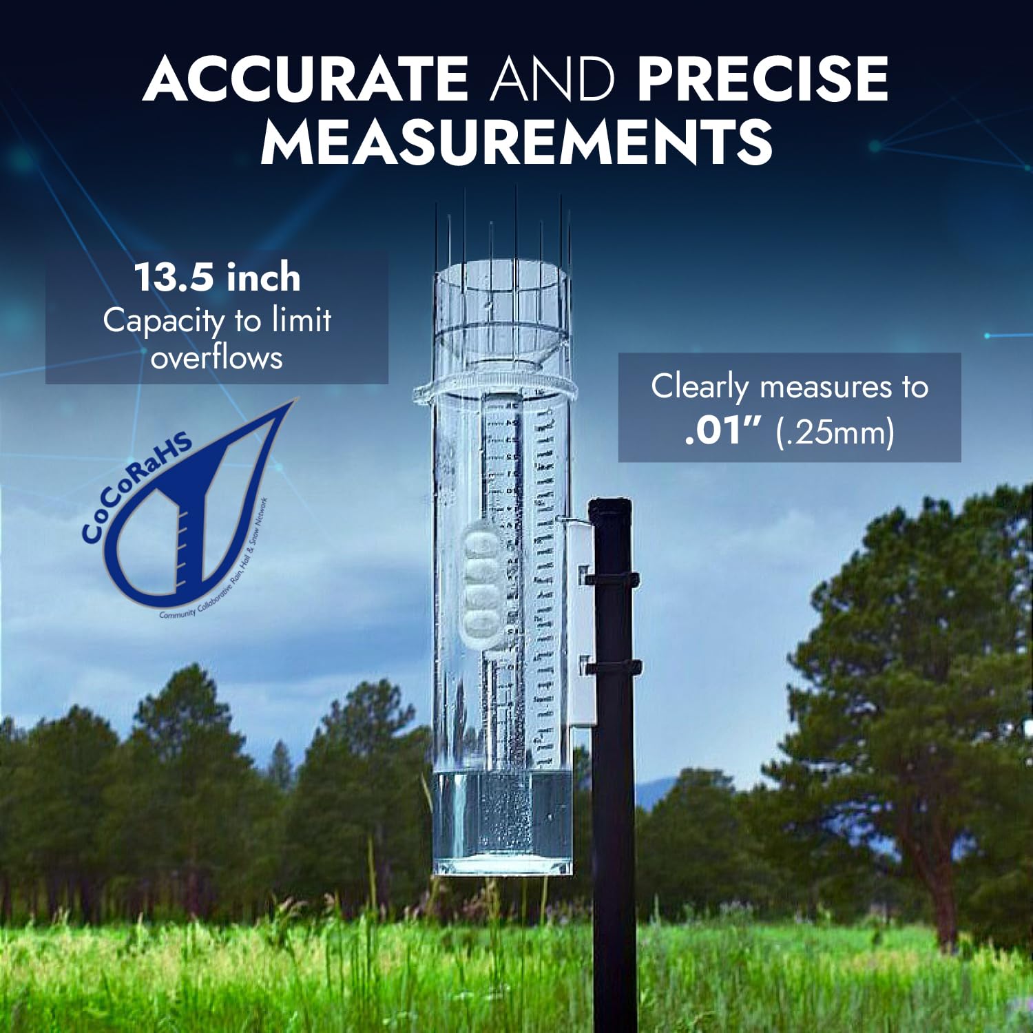 CLIMALYTIC Tropo outer tube shows large capacity for heavy rainfall readings.