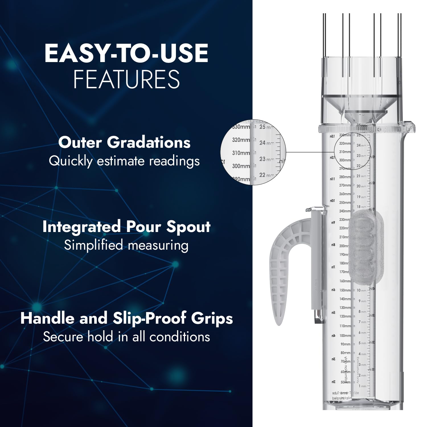 CLIMALYTIC Tropo pour spout enables clean decanting after rain collection.