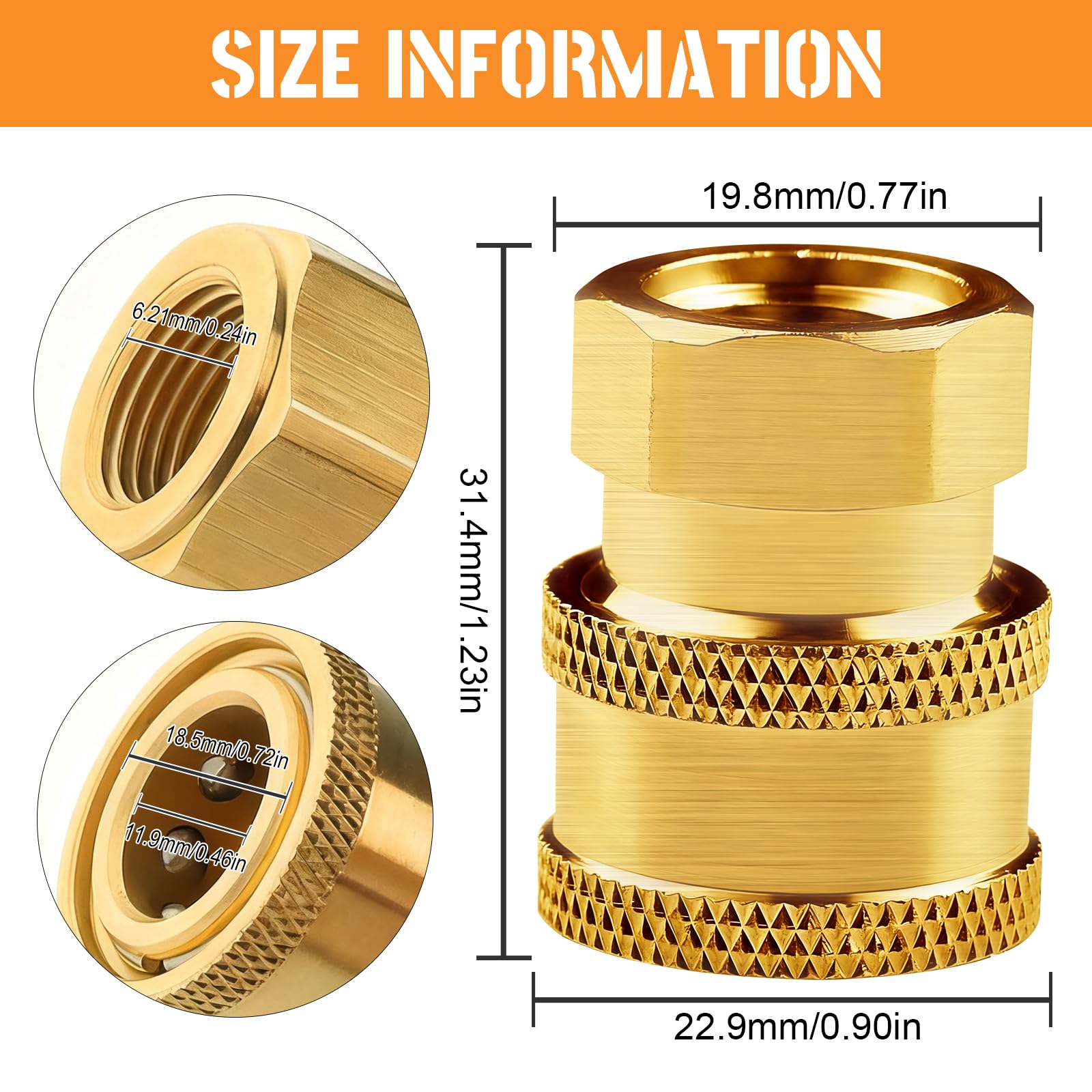 CLIO brass ball-lock design close-up secures nozzle changes