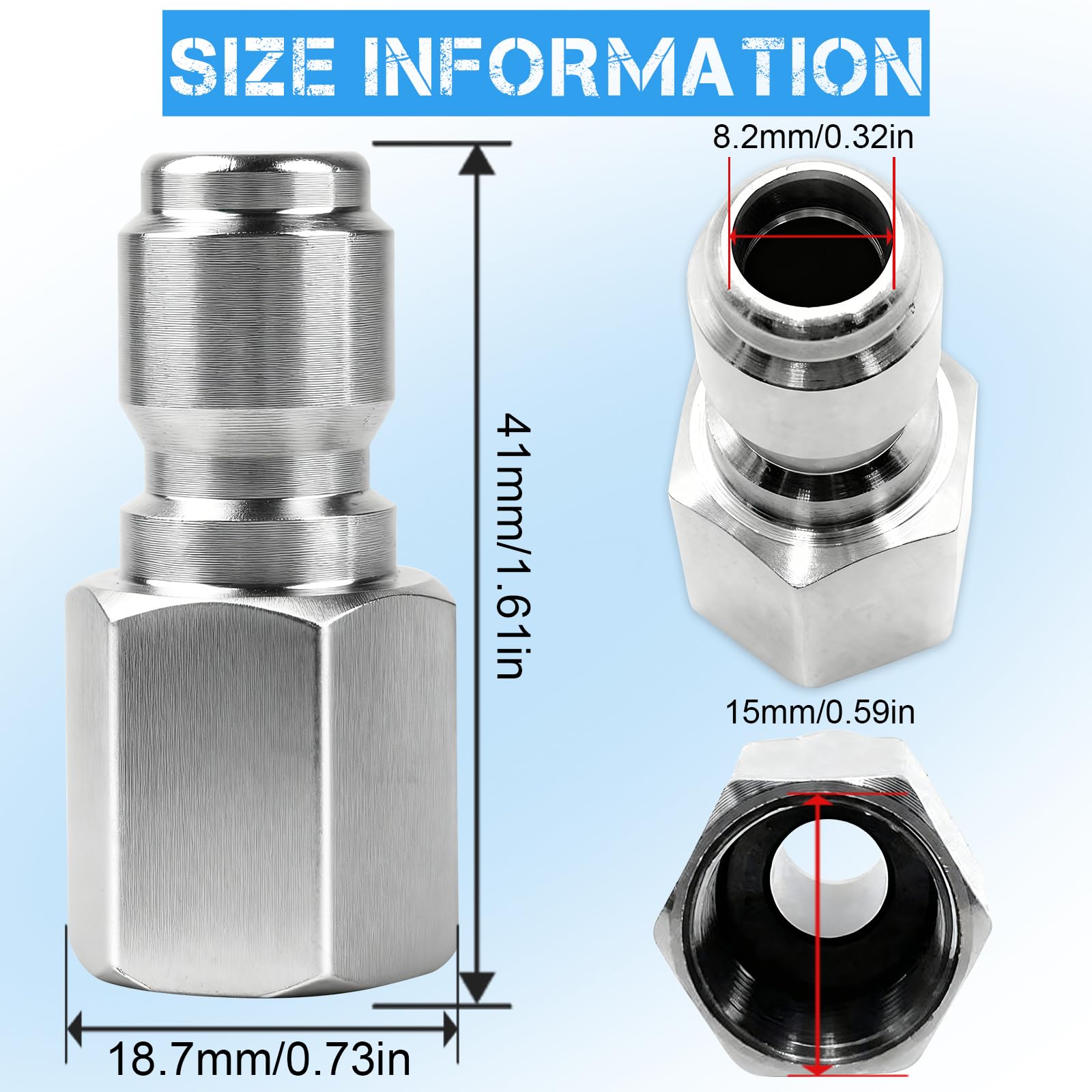 CLIO pressure washer coupler 3-8 quick connect with robust stainless design