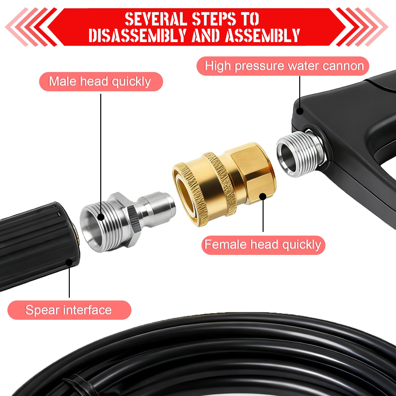 CLIO pressure-washer coupler shows precise dimensions for accurate fitting