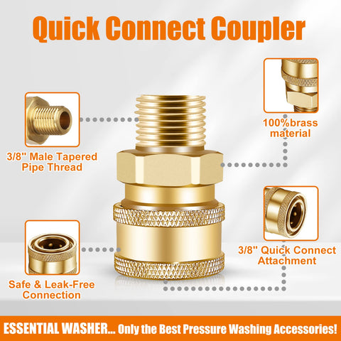 CLIO brass quick-connect fittings highlight corrosion resistance during outdoor cleaning tasks.