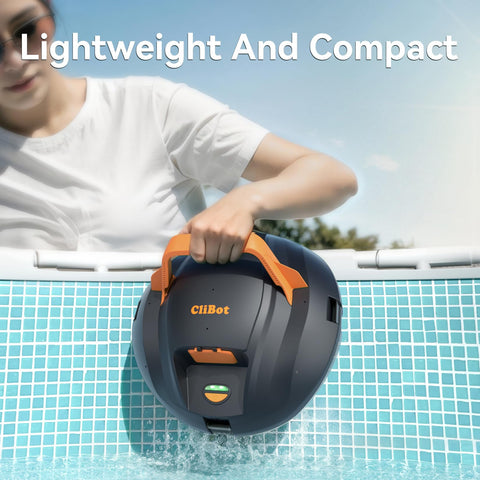 CliBot cordless pool vacuum lightweight design aids easy lifting.