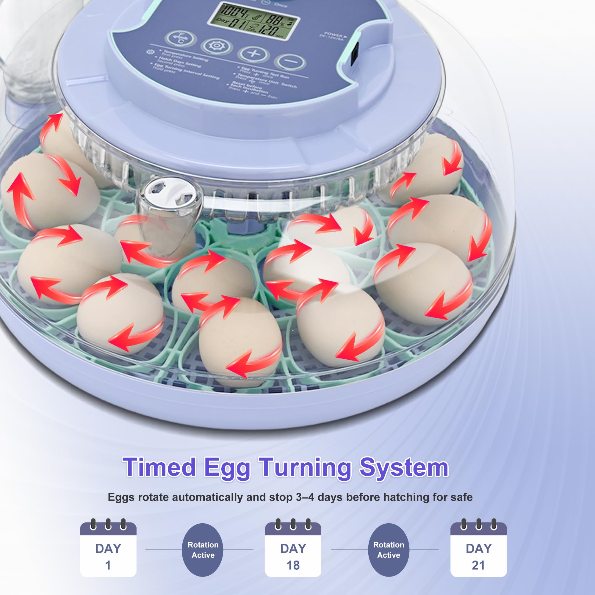 Cliseve incubator automatic turning reduces manual handling.