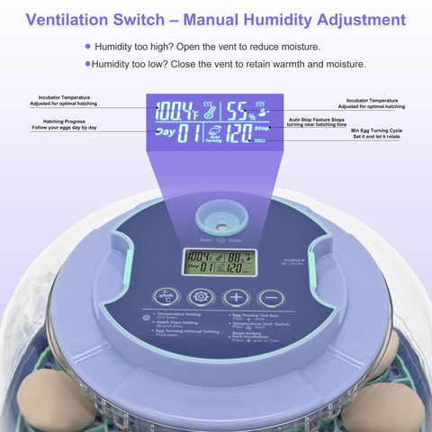 Cliseve incubator humidity readout supports stable incubation.