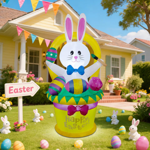 Cllayees 5ft Easter inflatable outdoor decor illuminated for night visibility