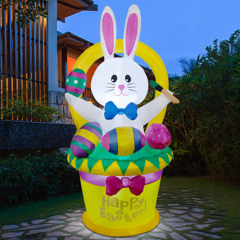 Cllayees yard display of Easter inflatable for outdoor celebration