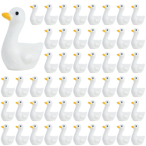 Clofiak 60Pcs mini goose figurines for desktop display and charming tiny accents.