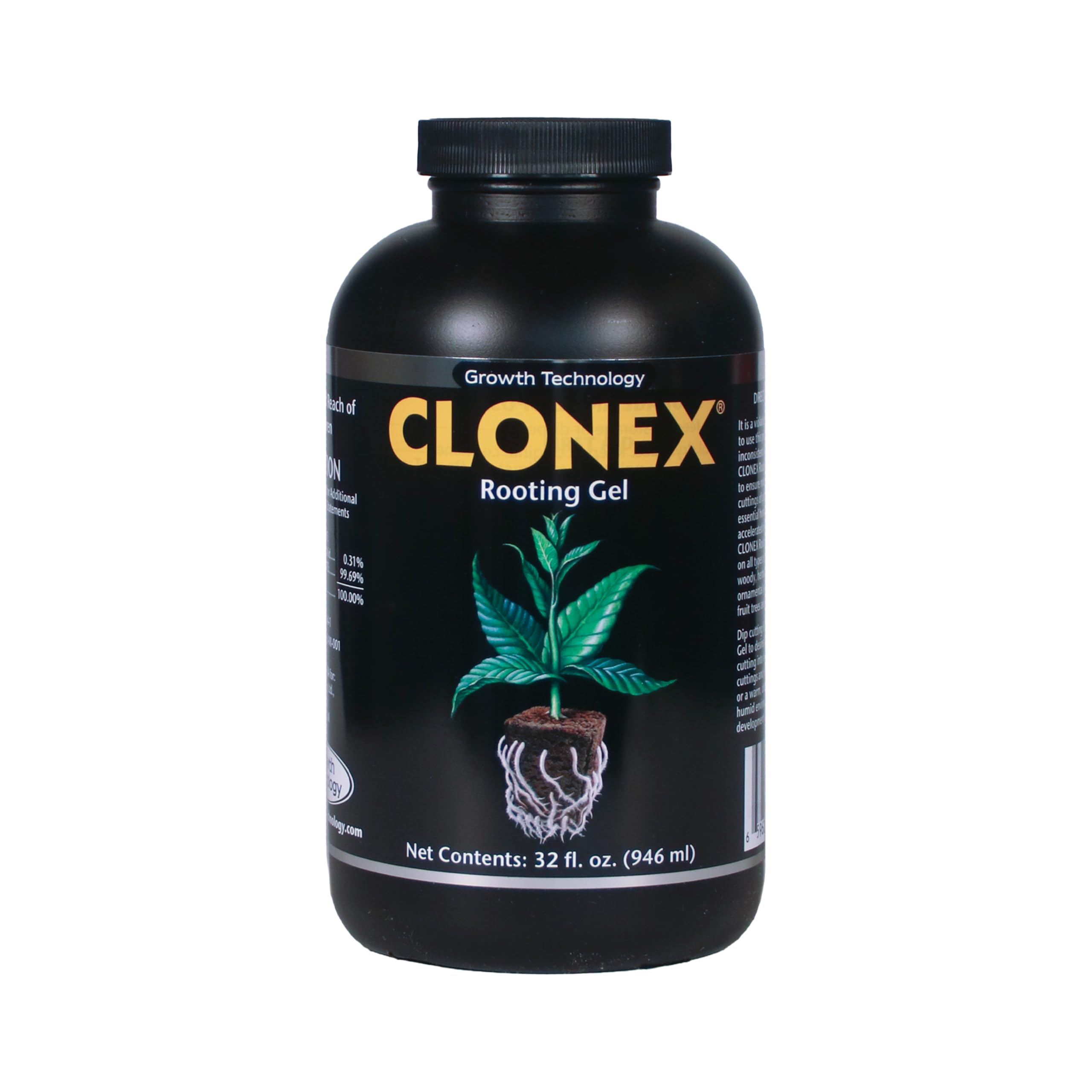 Clonex Rooting Gel bottle close-up showing gel for root initiation on cuttings.