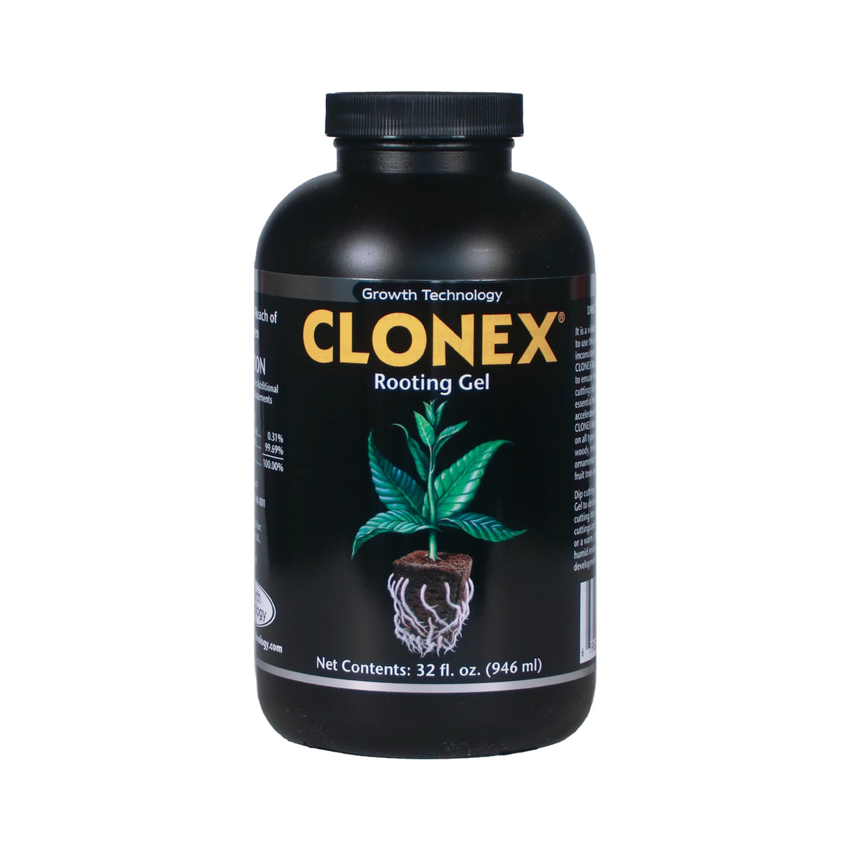 Clonex Rooting Gel bottle close-up showing gel for root initiation on cuttings.
