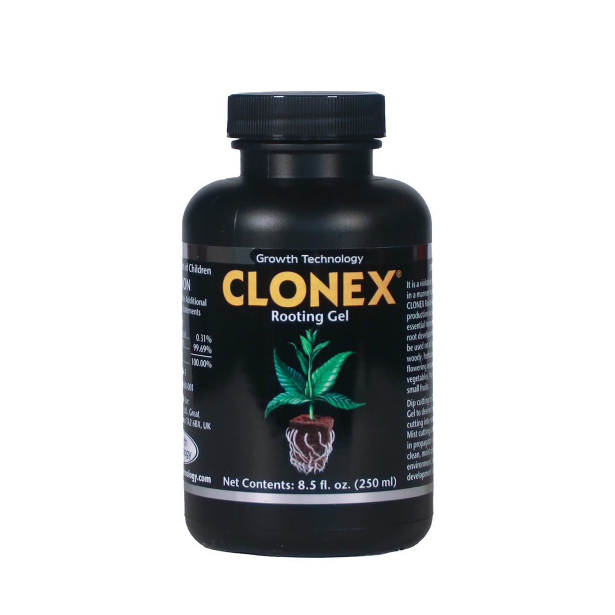 Clonex Rooting Gel bottle closeup showing ready-to-use rooting aid for cuttings.