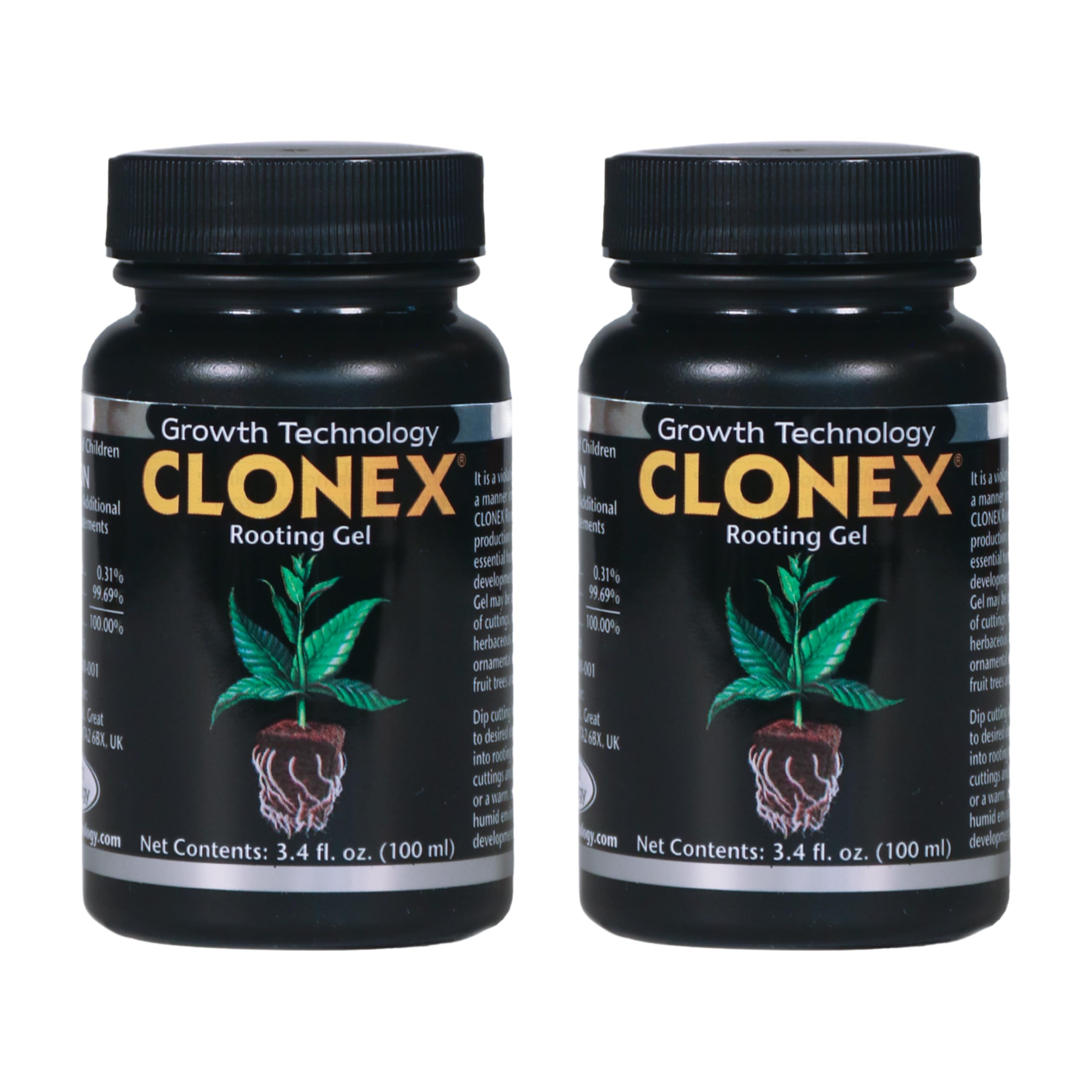 Clonex Rooting Gel bottle for dipping cuttings promotes root initiation.