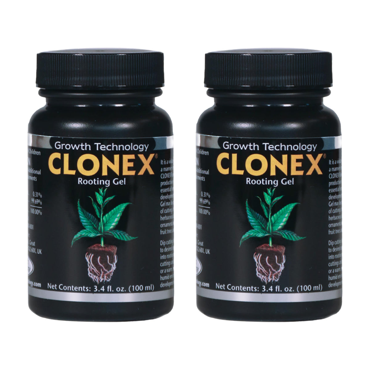 Clonex Rooting Gel bottle for dipping cuttings promotes root initiation.