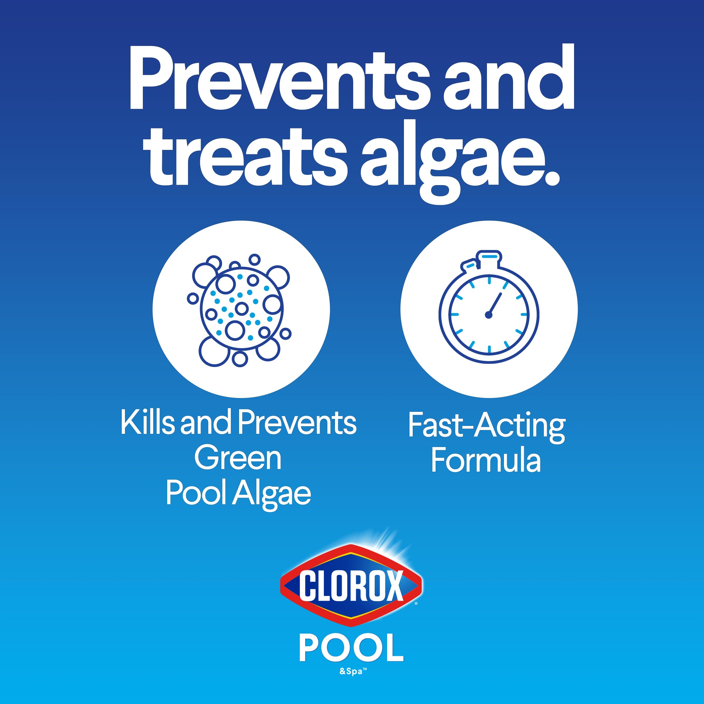 Crystal-clear water after applying CLOROX Pool&Spa algaecide