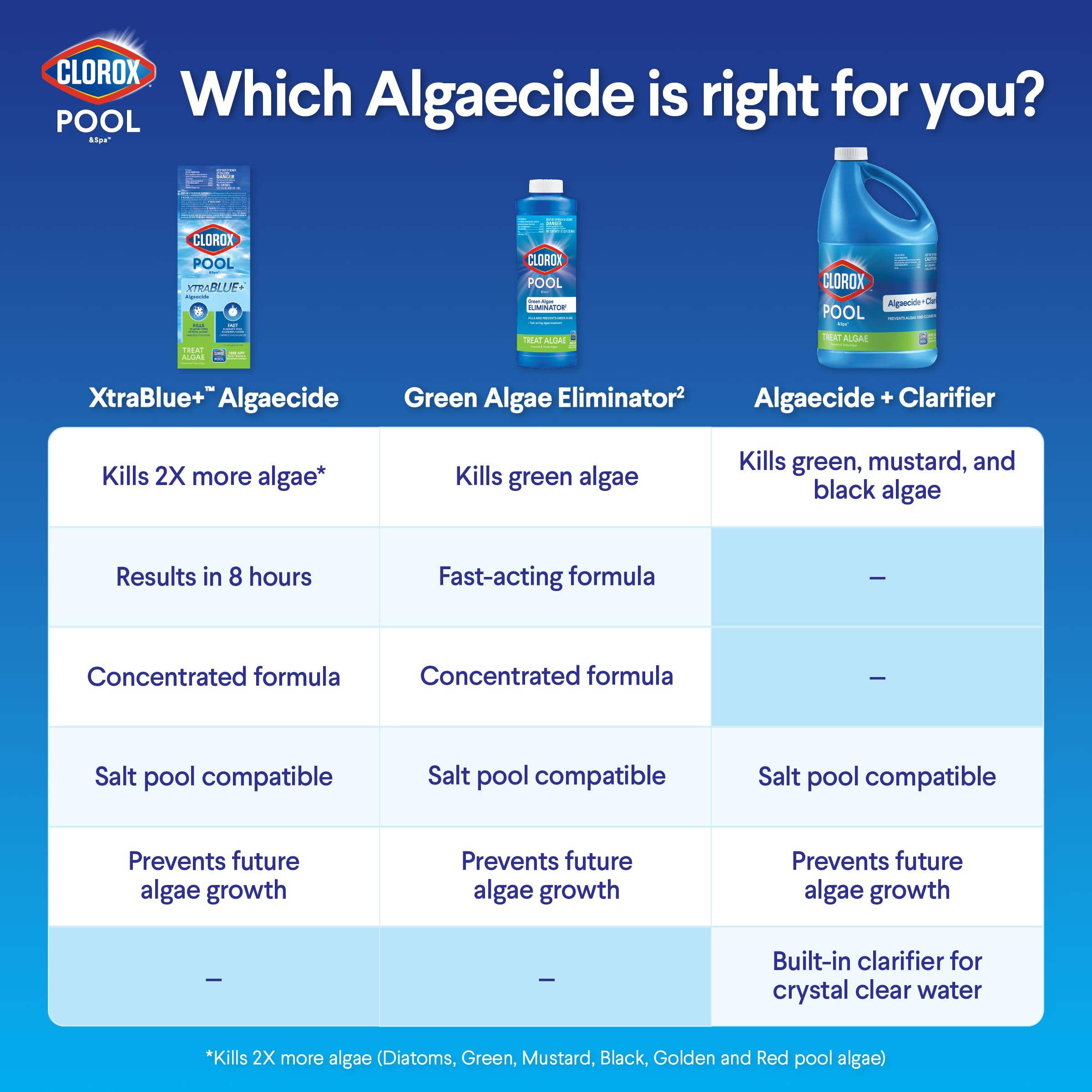 Saltwater pool compatibility of CLOROX Pool&Spa algaecide demonstrated