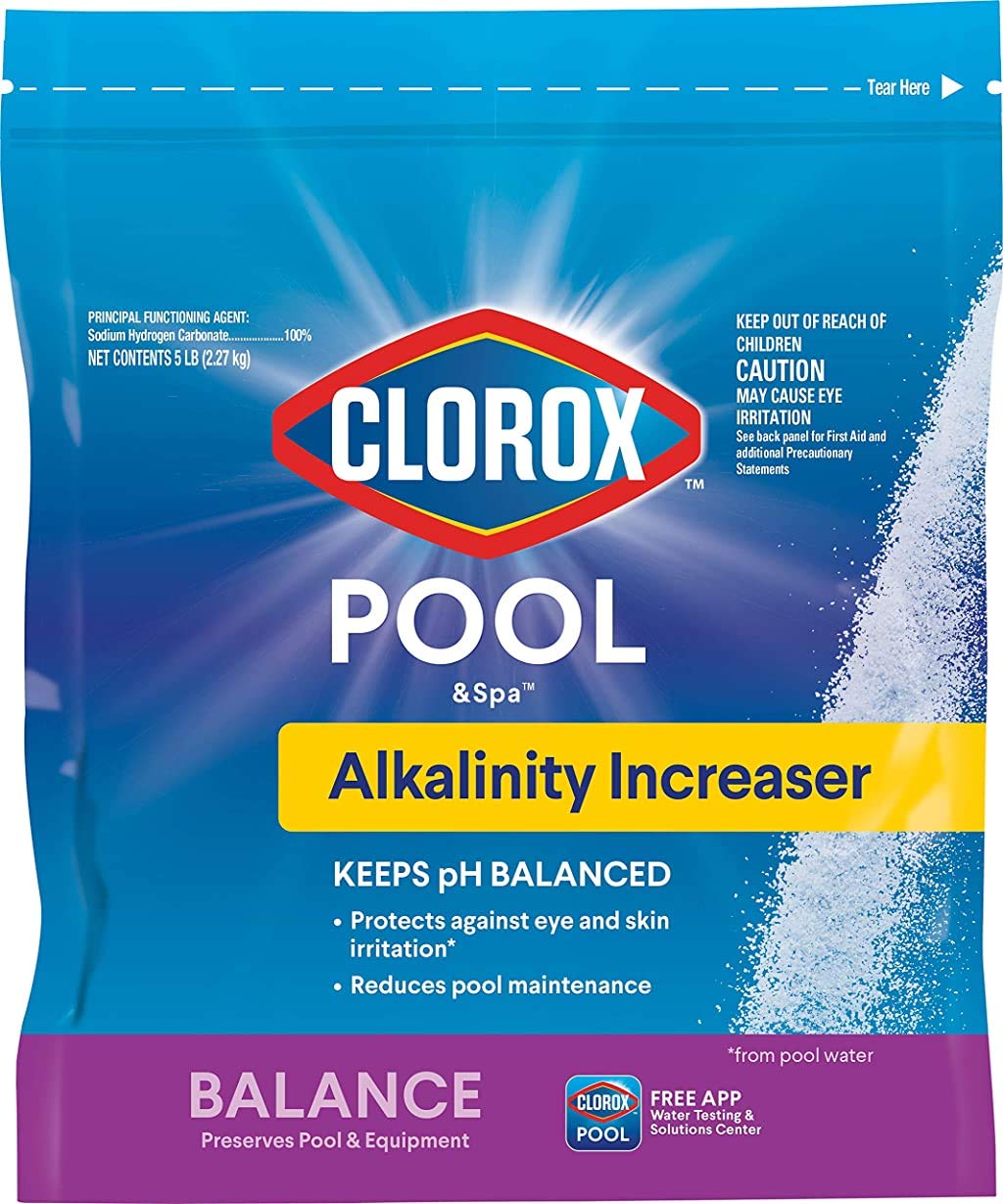 Clorox Pool&Spa alkalinity increaser bottle for easy dosing and balanced water.