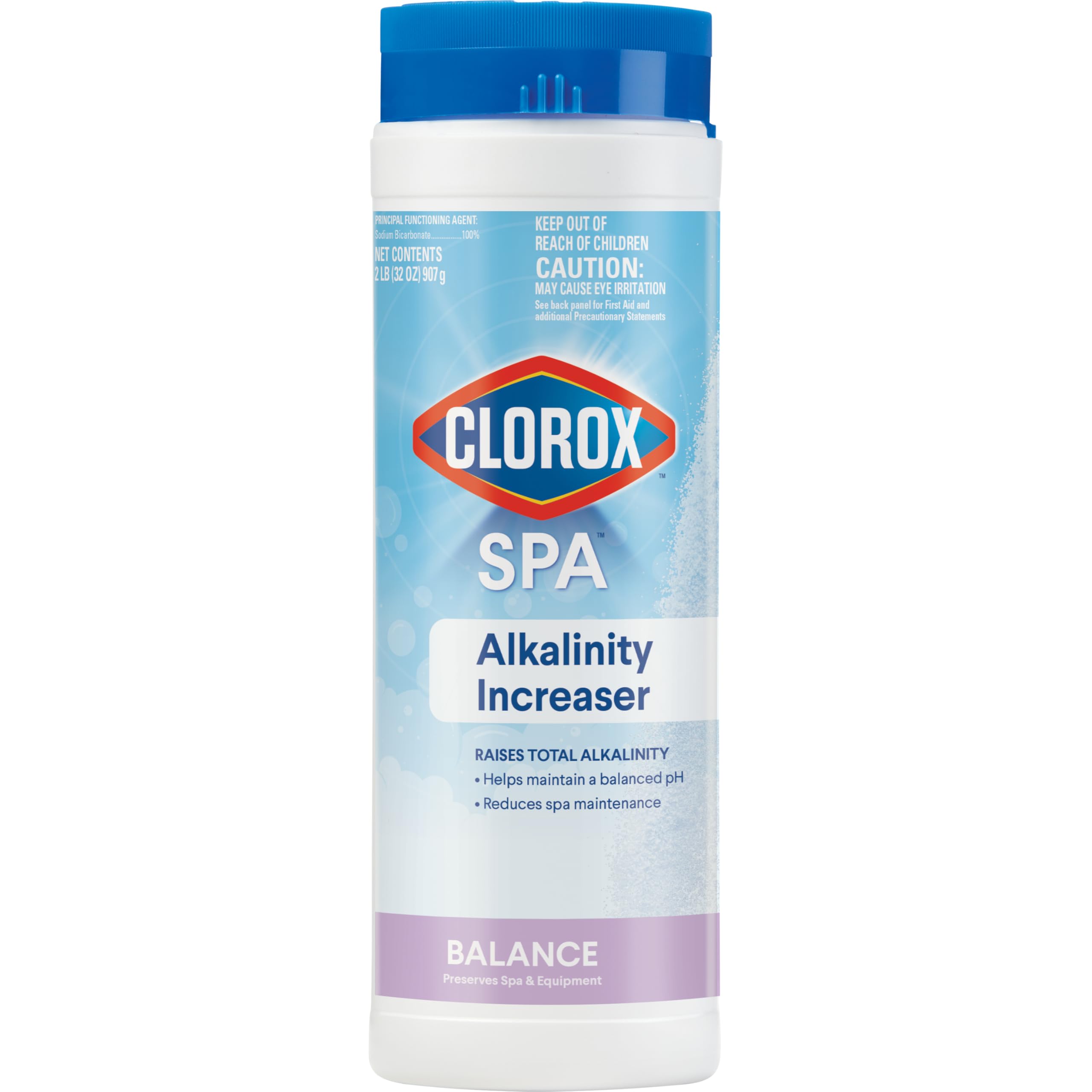 Clorox Pool & Spa Alkalinity Increaser pack bottle maintains stable spa water