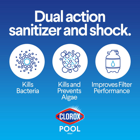 CLOROX Pool&Spa All-in-One XtraBlue stabilized chlorine resists sunlight
