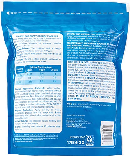 Clorox Pool&Spa stabilizer shields chlorine from UV rays for longer-lasting pool sanitation