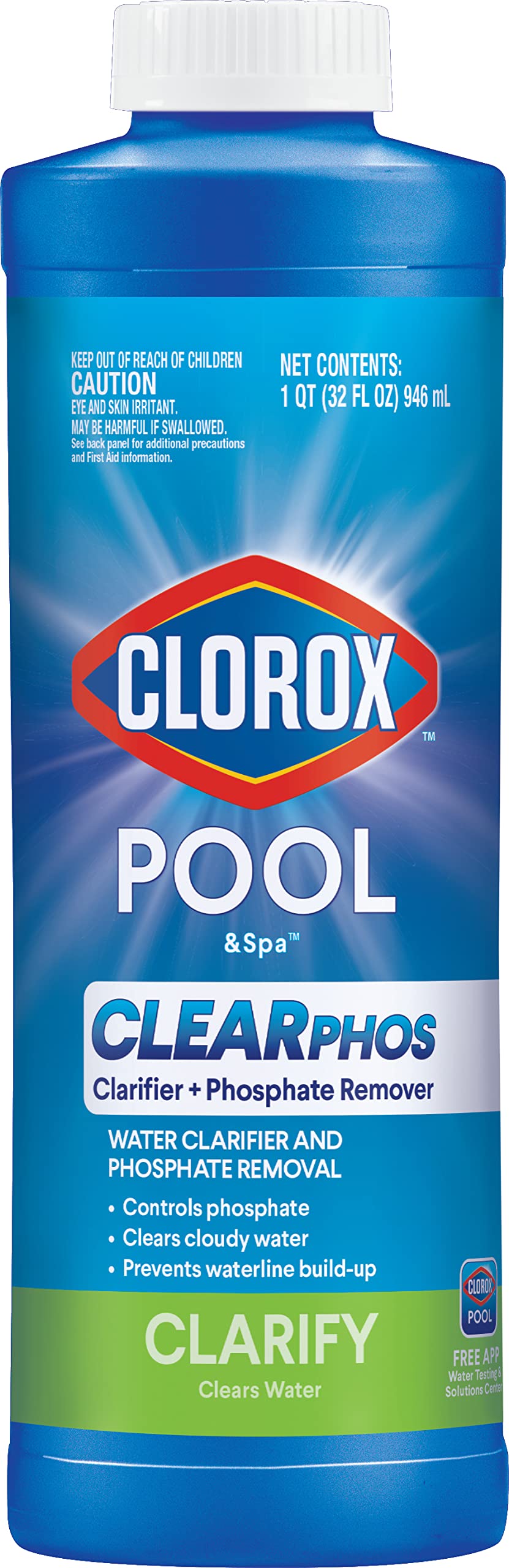 CLOROX Pool&Spa ClearPHOS bottle pour illustrating phosphate removal for clearer water