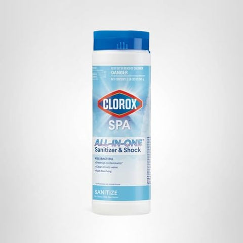 CLOROX Pool&Spa easy dosing guide image demonstrates simple routine maintenance.