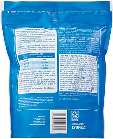 Clorox Pool&Spa pH Up front label shows safe pH adjustment