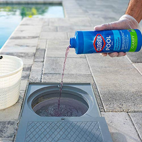 CLOROX Pool&Spa shows clearer water after storms and leaf influx.