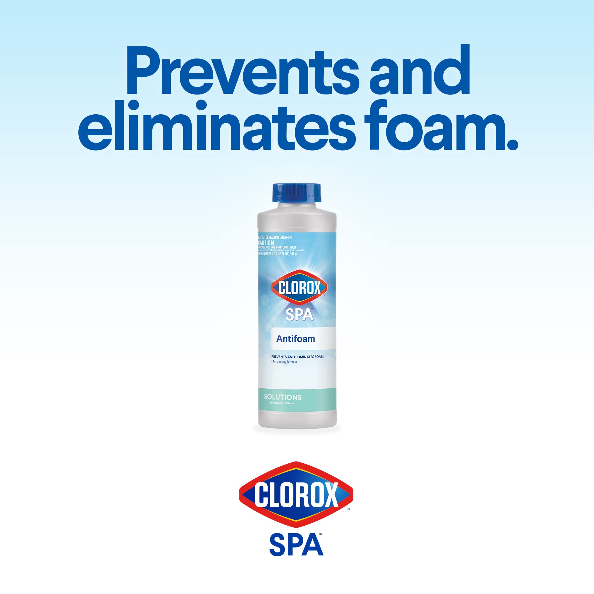 CLOROX Pool&Spa antifoam reduces irritation in spa water after use.