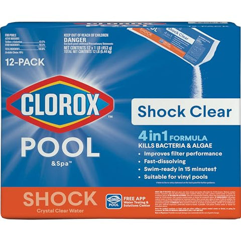 Clorox Pool&Spa Shock Clear dissolving action close-up shows quick dosing