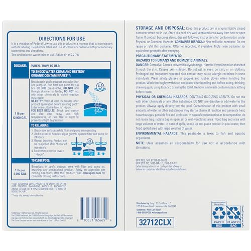 Clorox Pool&Spa Shock Clear provides improved pool water clarity after treatment