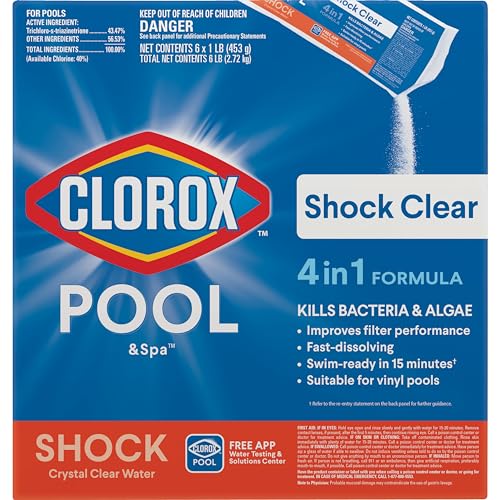 Clorox Pool & Spa Shock Clear action makes water swim-ready in 15 minutes