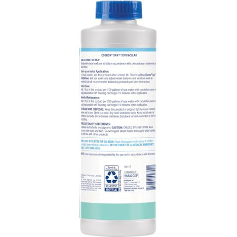 Clorox Pool&Spa Soft&Clear waterline control for a pristine spa look.